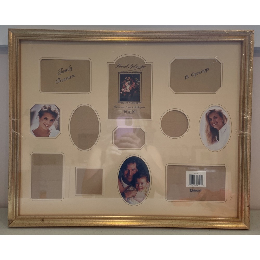 NEW Vintage Intercraft 12 Picture Collage Frame Retro Gold Retro Damaged Corner